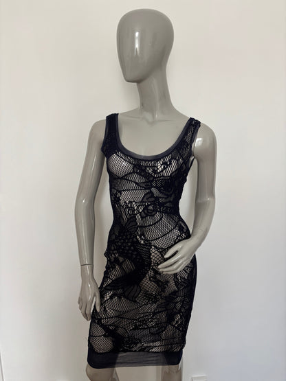 Jean Paul Gaultier Early 2000s Dark Blue Lace Mesh Dress